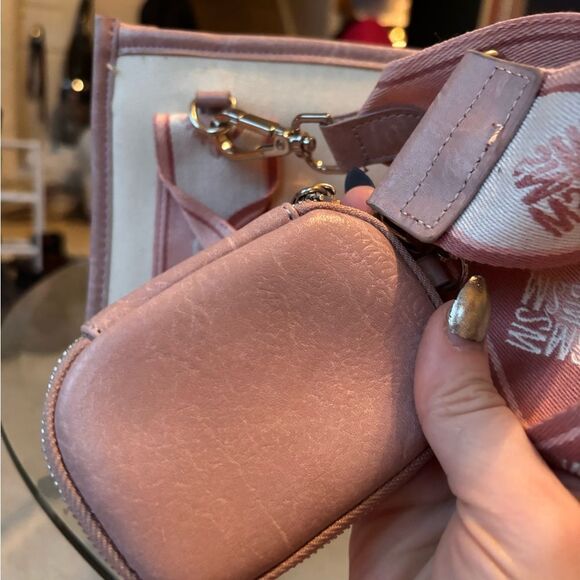 Steve Madden Cream and Pink Canvas Tote Bag - Picture 5 of 7